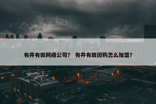 有井有田网络公司？ 有井有田团购怎么加盟？