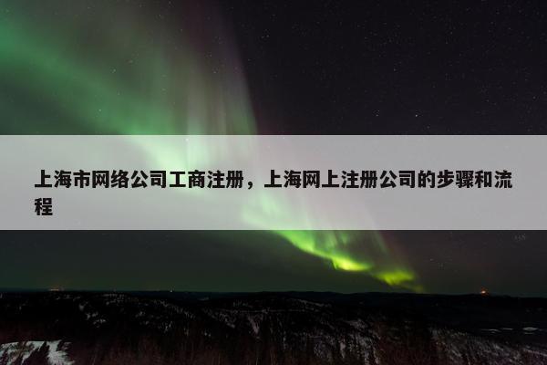 上海市网络公司工商注册，上海网上注册公司的步骤和流程