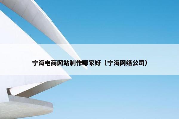宁海电商网站制作哪家好（宁海网络公司）