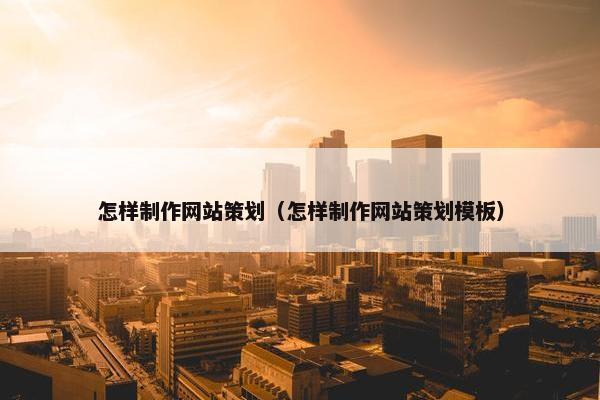 怎样制作网站策划（怎样制作网站策划模板）