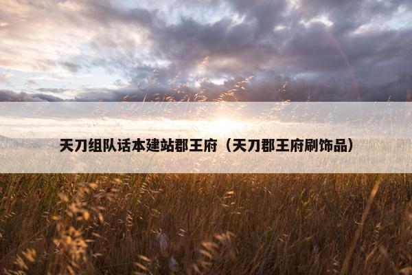 天刀组队话本建站郡王府（天刀郡王府刷饰品）