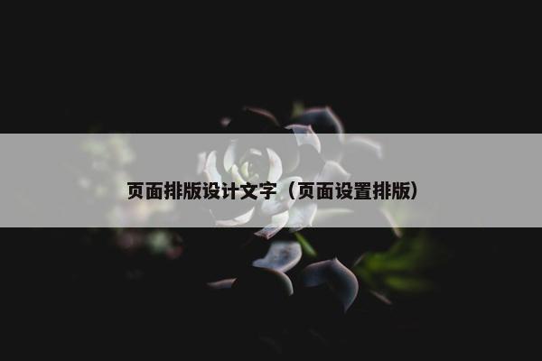 页面排版设计文字（页面设置排版）