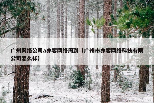 广州网络公司a亦客网络周到（广州市亦客网络科技有限公司怎么样）