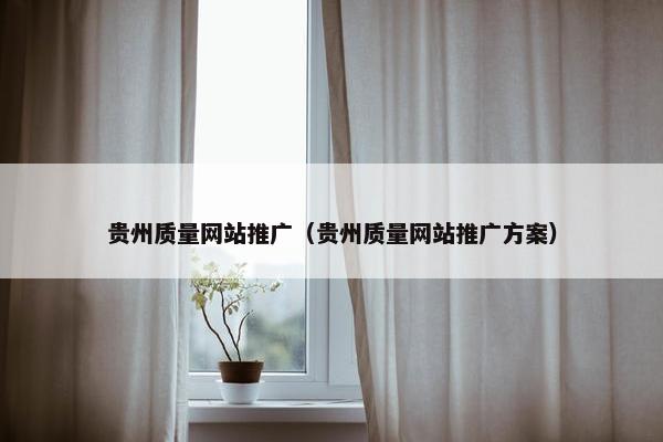 贵州质量网站推广（贵州质量网站推广方案）
