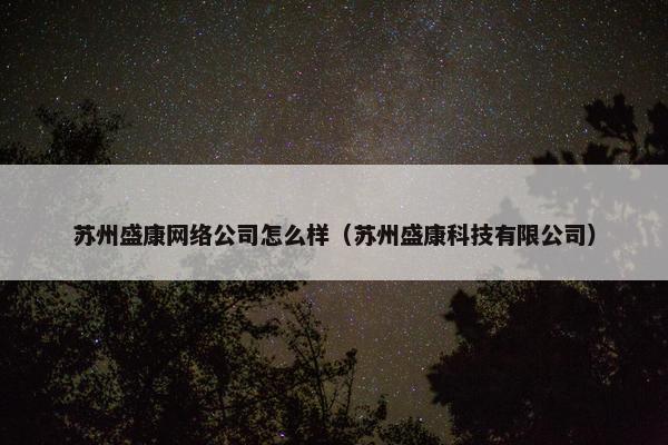 苏州盛康网络公司怎么样（苏州盛康科技有限公司）