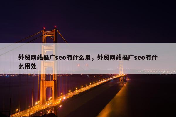 外贸网站推广seo有什么用，外贸网站推广seo有什么用处