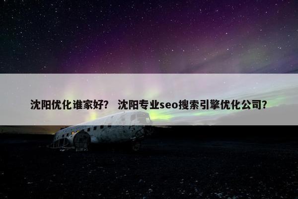 沈阳优化谁家好？ 沈阳专业seo搜索引擎优化公司？