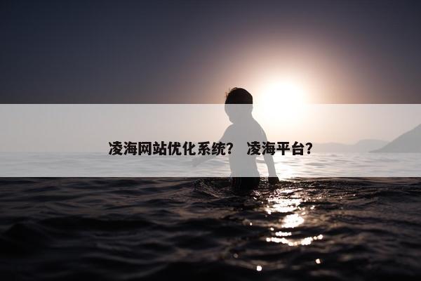凌海网站优化系统？ 凌海平台？