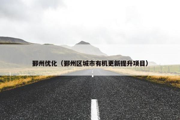 鄞州优化（鄞州区城市有机更新提升项目）