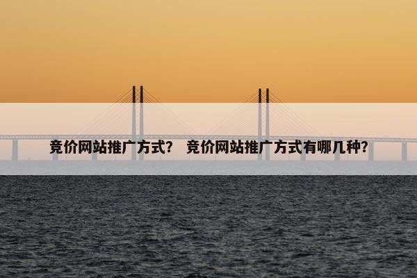竞价网站推广方式？ 竞价网站推广方式有哪几种？