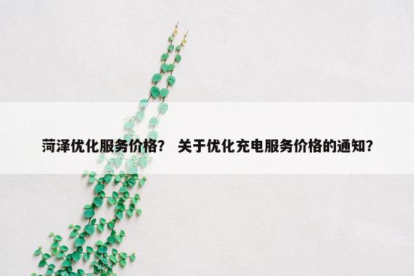 菏泽优化服务价格？ 关于优化充电服务价格的通知？