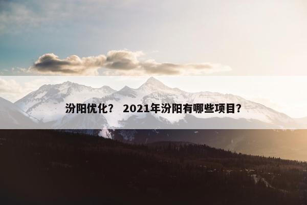 汾阳优化？ 2021年汾阳有哪些项目？