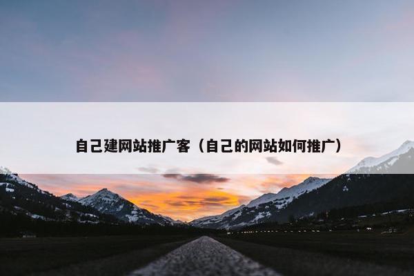 自己建网站推广客（自己的网站如何推广）