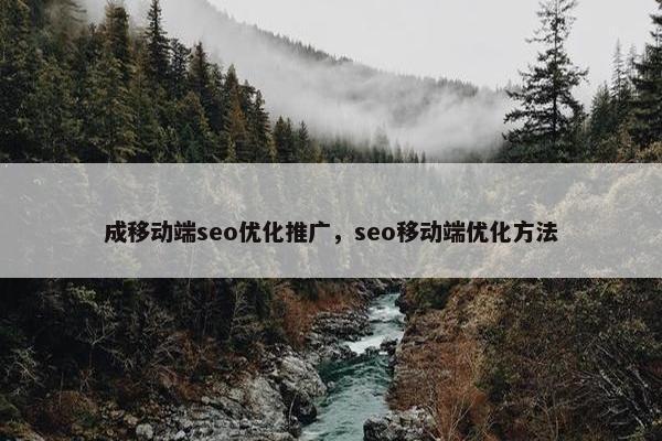 成移动端seo优化推广，seo移动端优化方法