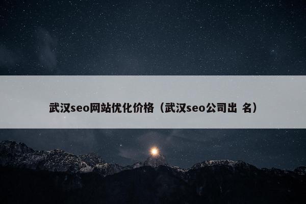 武汉seo网站优化价格（武汉seo公司出 名）