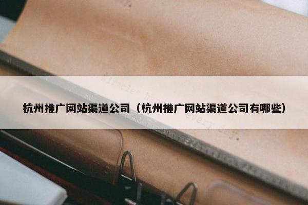 杭州推广网站渠道公司（杭州推广网站渠道公司有哪些）
