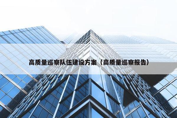 高质量巡察队伍建设方案（高质量巡察报告）
