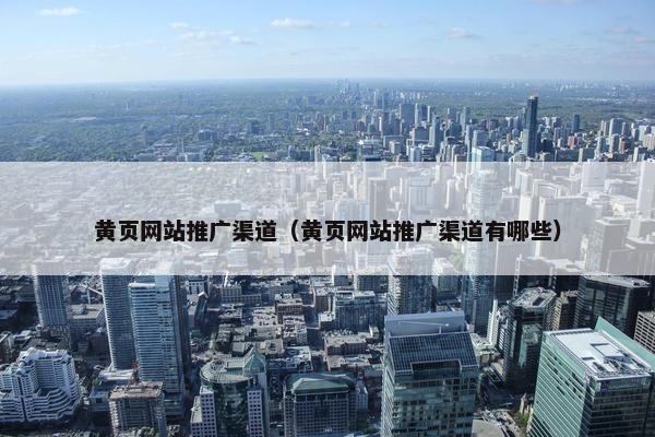 黄页网站推广渠道（黄页网站推广渠道有哪些）