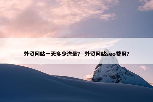 外贸网站一天多少流量？ 外贸网站seo费用？