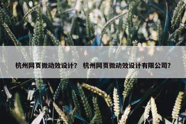 杭州网页微动效设计？ 杭州网页微动效设计有限公司？