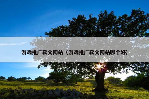 游戏推广软文网站（游戏推广软文网站哪个好）
