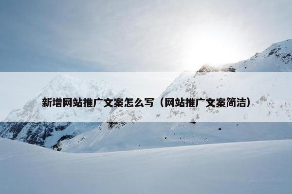 新增网站推广文案怎么写（网站推广文案简洁）