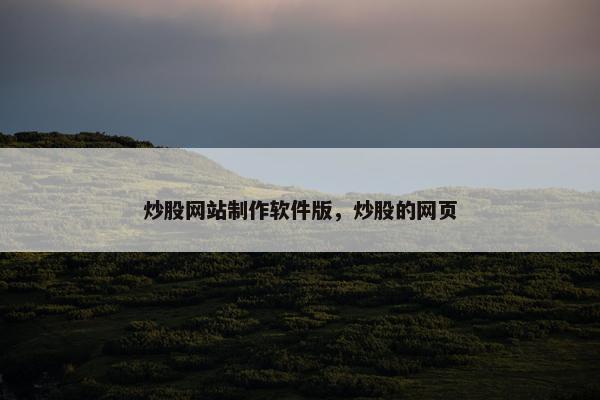 炒股网站制作软件版，炒股的网页