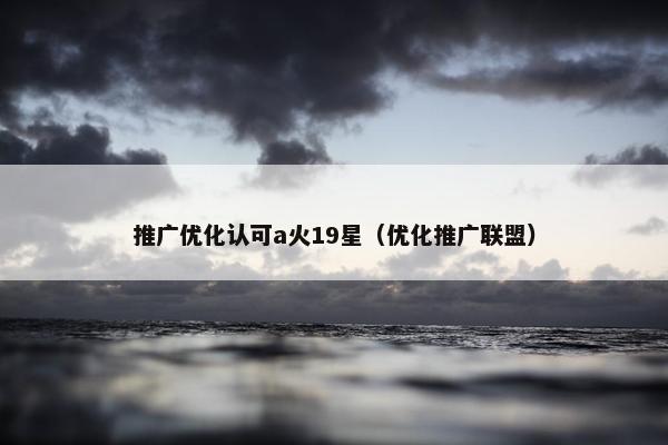 推广优化认可a火19星（优化推广联盟）