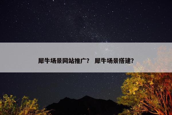 犀牛场景网站推广？ 犀牛场景搭建？
