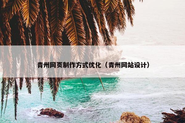 青州网页制作方式优化（青州网站设计）