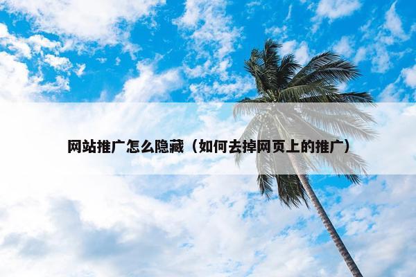 网站推广怎么隐藏（如何去掉网页上的推广）