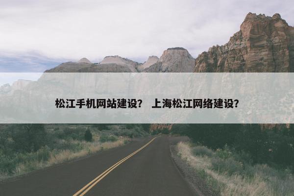 松江手机网站建设？ 上海松江网络建设？