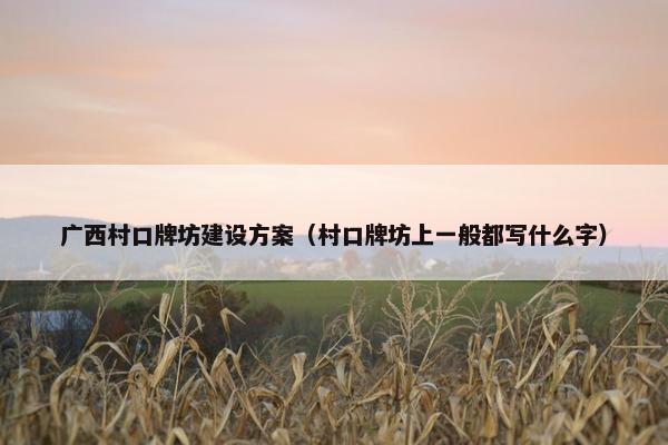 广西村口牌坊建设方案（村口牌坊上一般都写什么字）