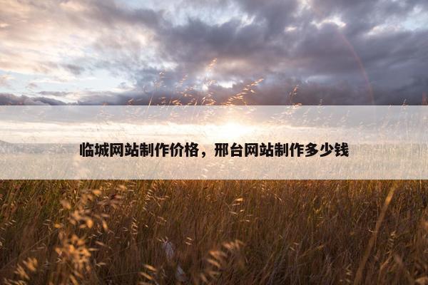 临城网站制作价格，邢台网站制作多少钱