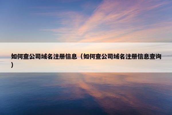 如何查公司域名注册信息（如何查公司域名注册信息查询）