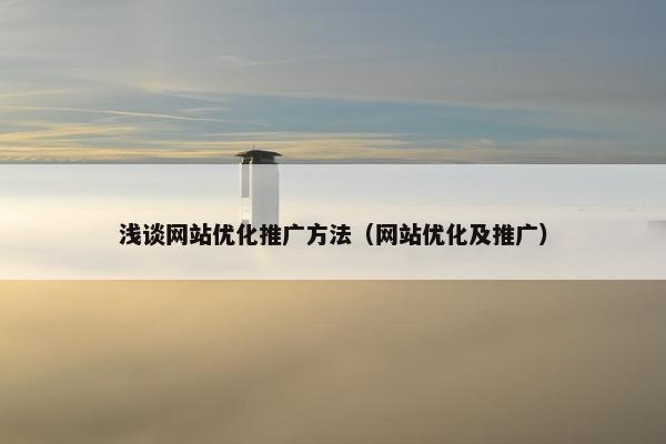 浅谈网站优化推广方法（网站优化及推广）