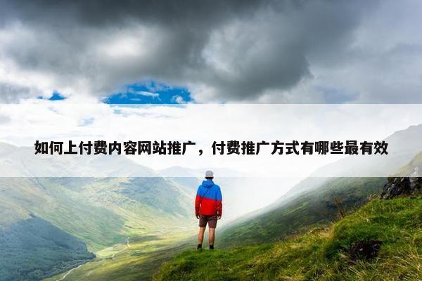 如何上付费内容网站推广，付费推广方式有哪些最有效