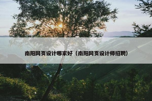 南阳网页设计哪家好（南阳网页设计师招聘）