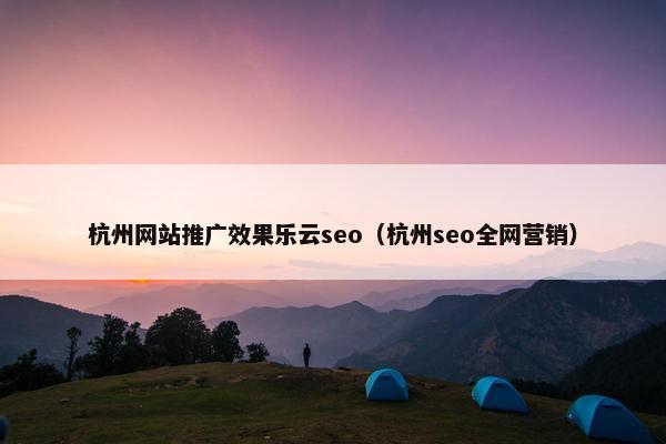 杭州网站推广效果乐云seo（杭州seo全网营销）