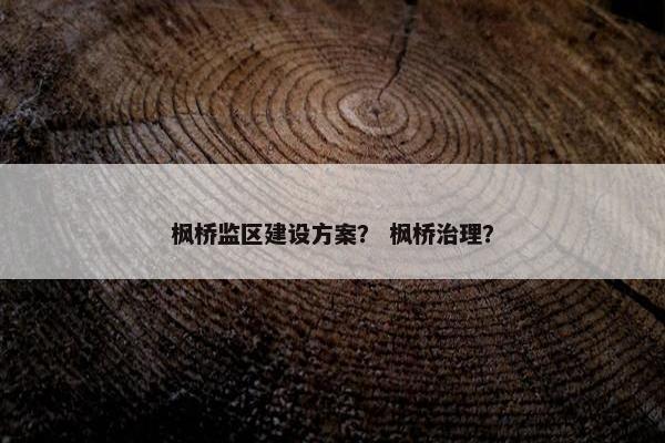 枫桥监区建设方案？ 枫桥治理？