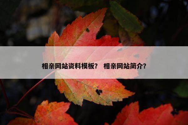 相亲网站资料模板？ 相亲网站简介？