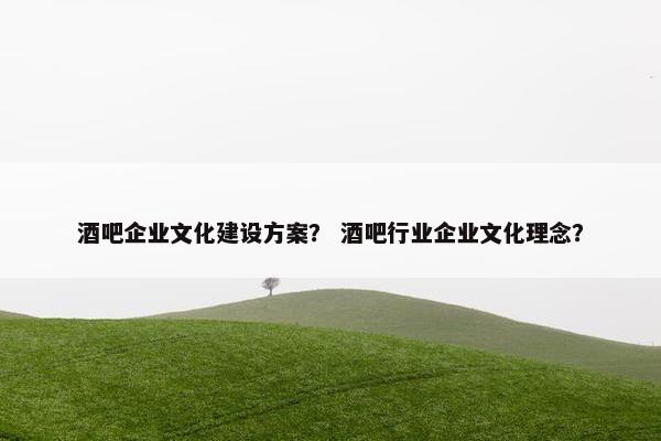 酒吧企业文化建设方案？ 酒吧行业企业文化理念？